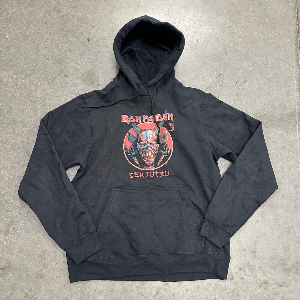 Iron Maiden Senjutsu Hoodie Black Port & Company Graphic Sweatshirt Mens Medium